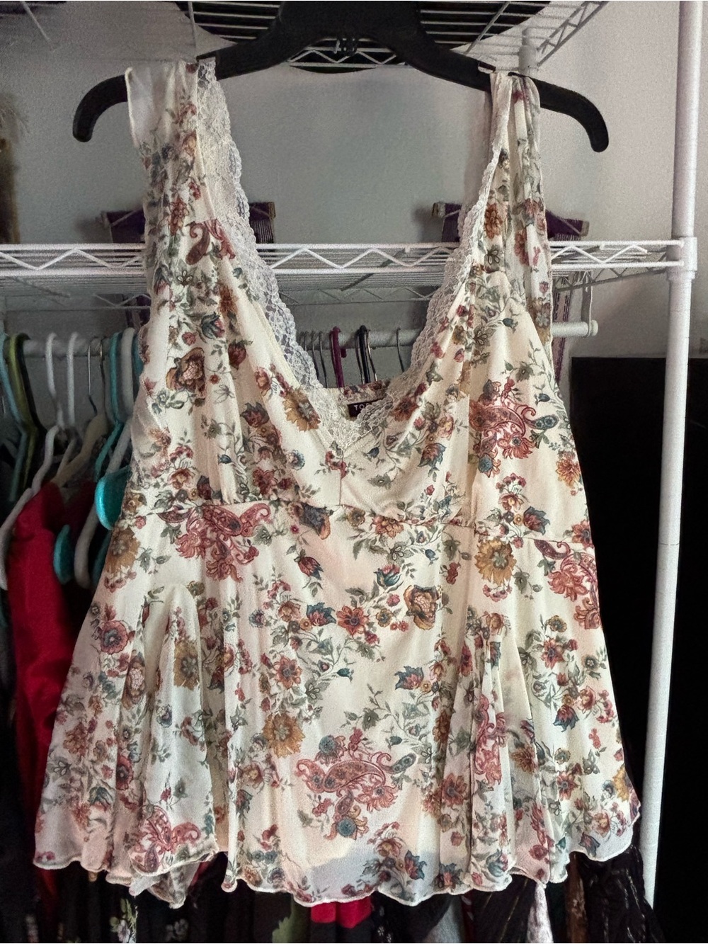 torrid Cream Floral Lace-Trim Cami